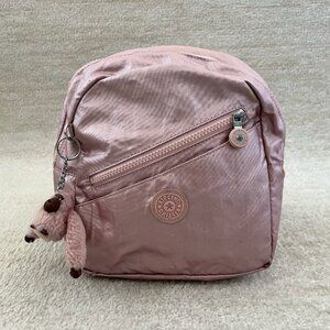 Kipling Mallory Pink Metallic Keychain Bag Charm Mini Backpack